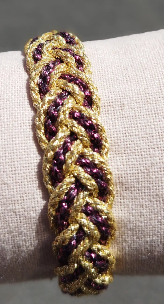 Bracelet passementerie tressé doré et lie de vin ART&MISS