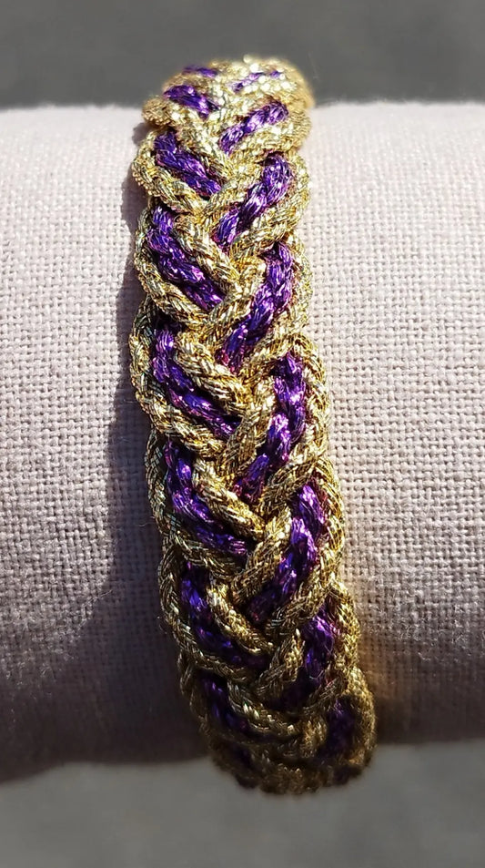 Bracelet passementerie tressé doré et violet ART&MISS