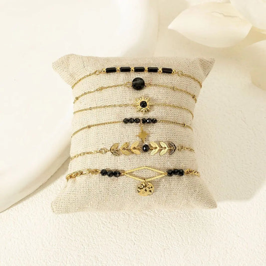 Bracelets Dorés Pierre Agathe Noire Eclat Paris