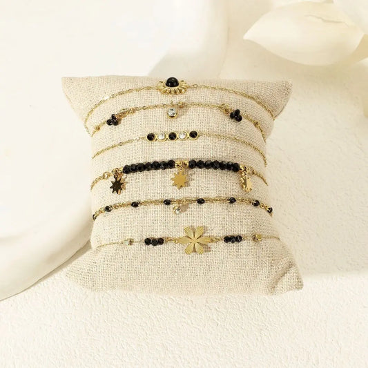 Bracelets Dorés Pierre Agathe Noire Eclat Paris