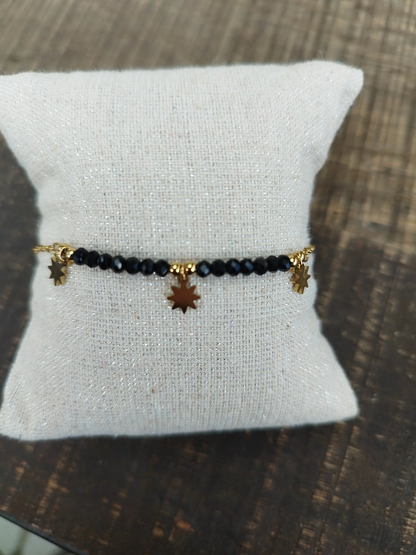 Bracelets Dorés Pierre Agathe Noire Eclat Paris