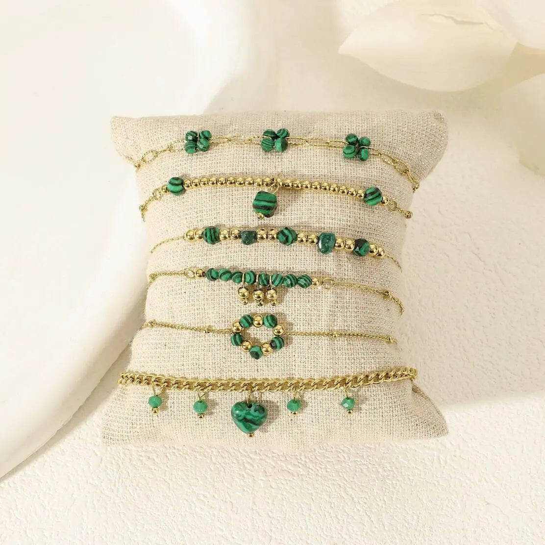 Bracelets Dorés Pierre Malachite Eclat Paris