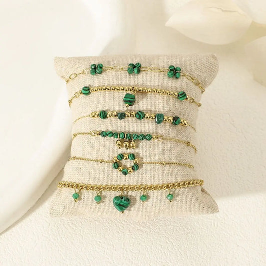 Bracelets Dorés Pierre Malachite Eclat Paris