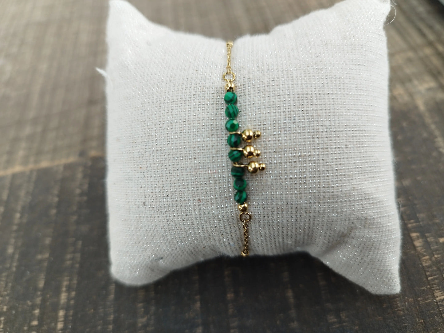 Bracelets Dorés Pierre Malachite Eclat Paris