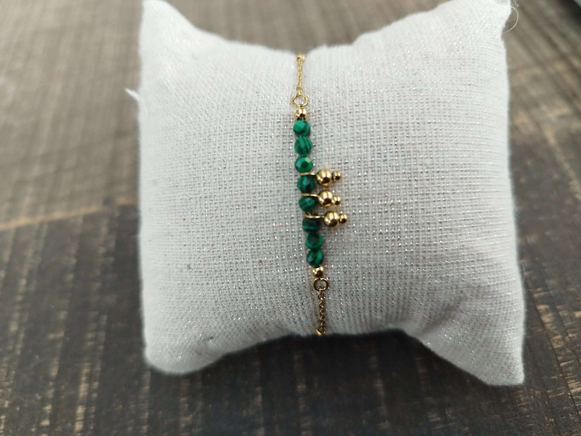 Bracelets Dorés Pierre Malachite Eclat Paris