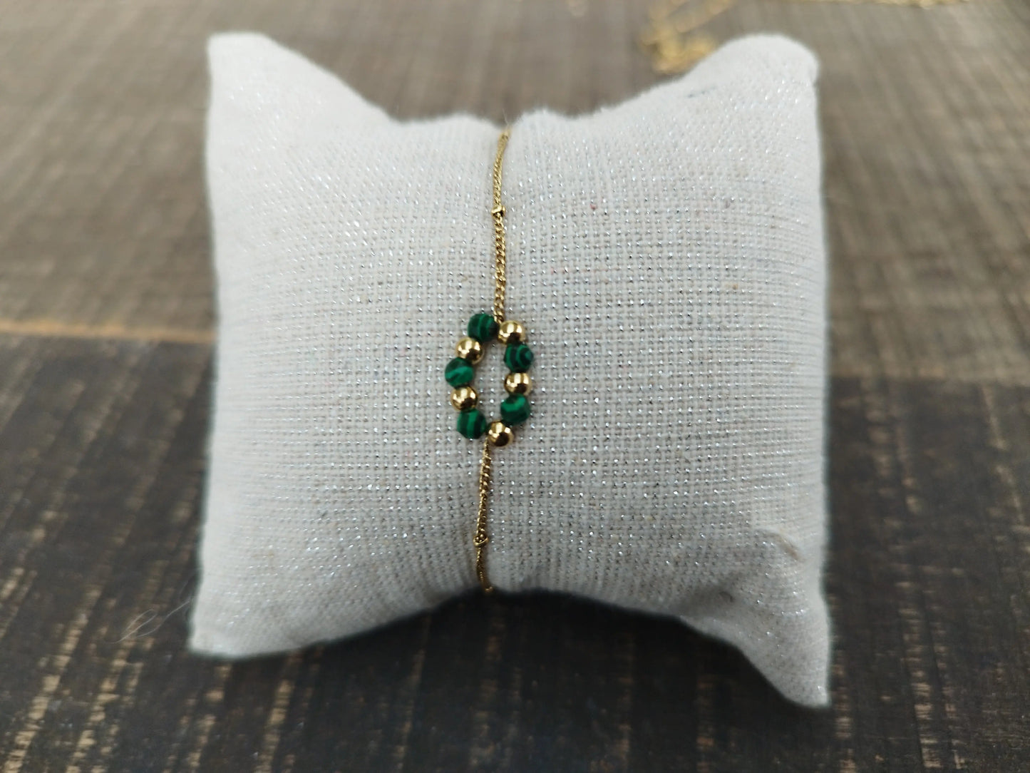 Bracelets Dorés Pierre Malachite Eclat Paris
