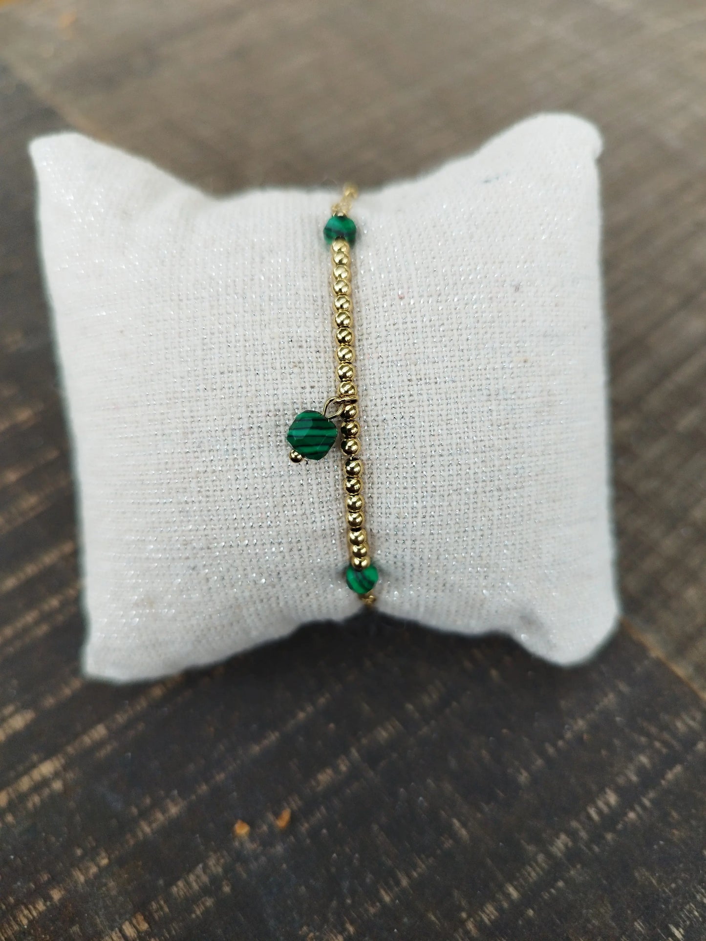 Bracelets Dorés Pierre Malachite Eclat Paris