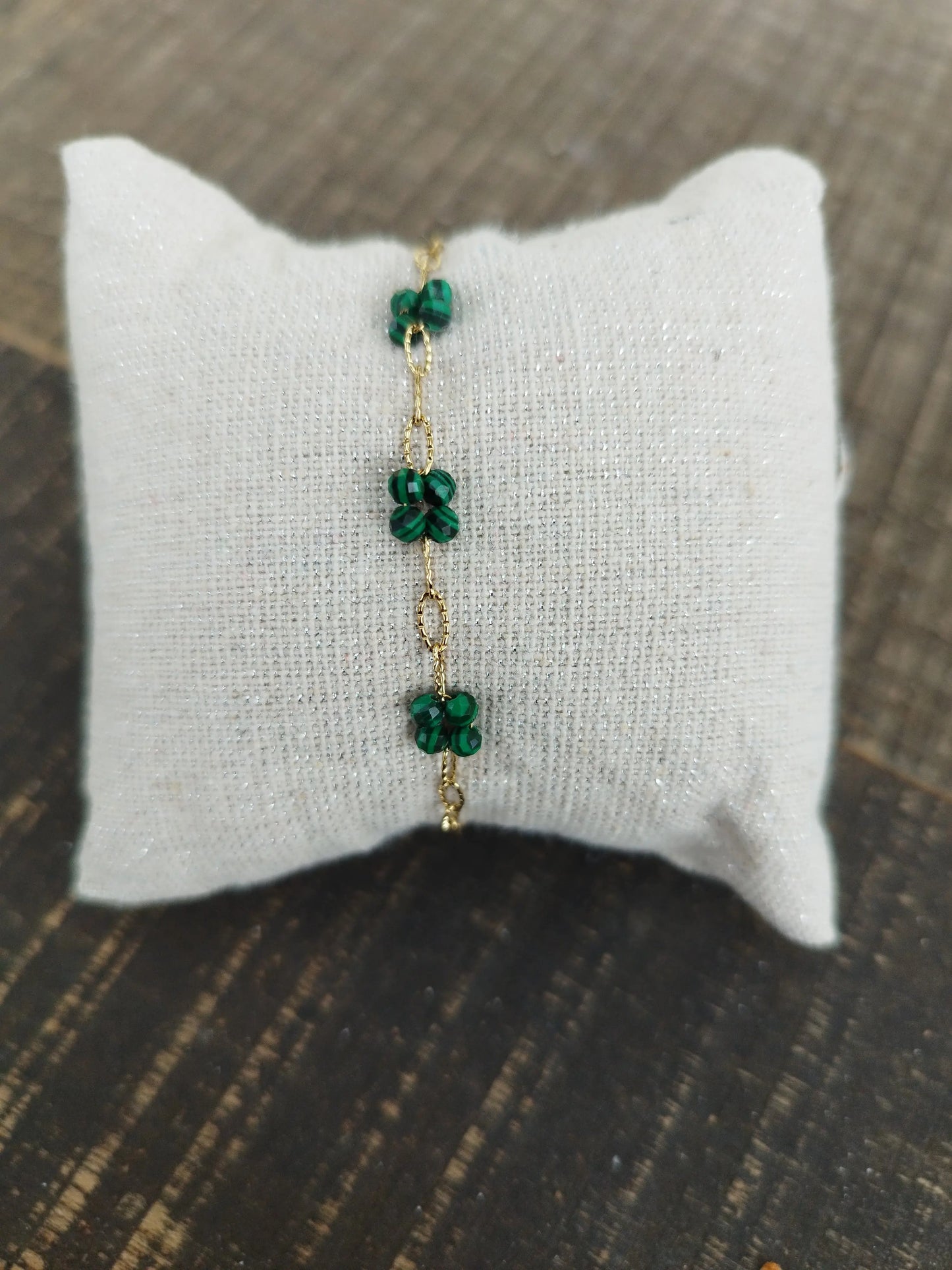 Bracelets Dorés Pierre Malachite Eclat Paris