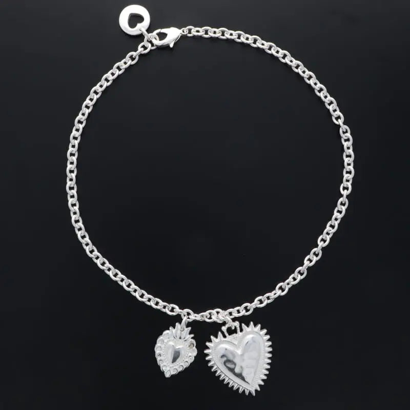 COLLIER 2 cœurs ex-voto SECRET DE CUIR Secret de cuir
