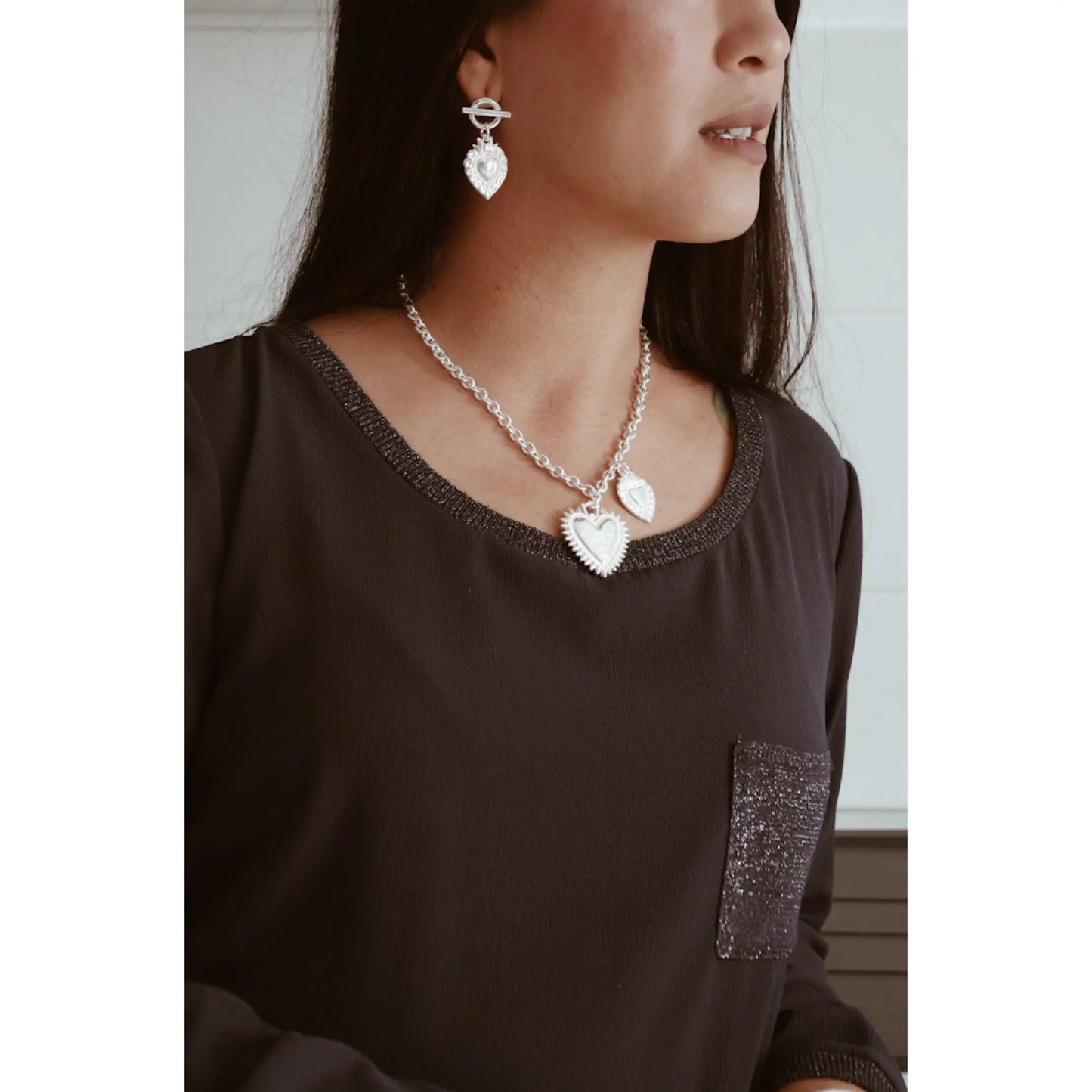 COLLIER 2 cœurs ex-voto SECRET DE CUIR Secret de cuir