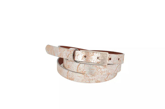 Ceinture femme cuir argent brillant étroit métallisé Cintura M