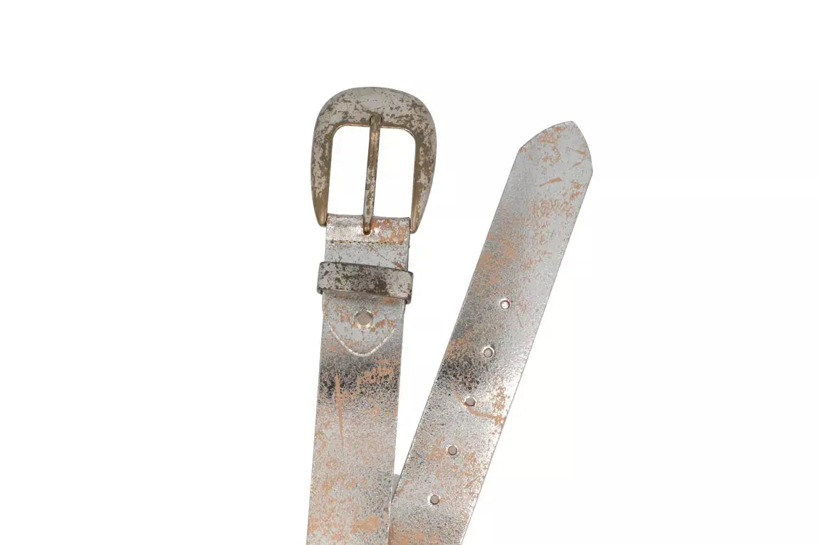 Ceinture femme cuir argent brillant large métallisé Cintura M