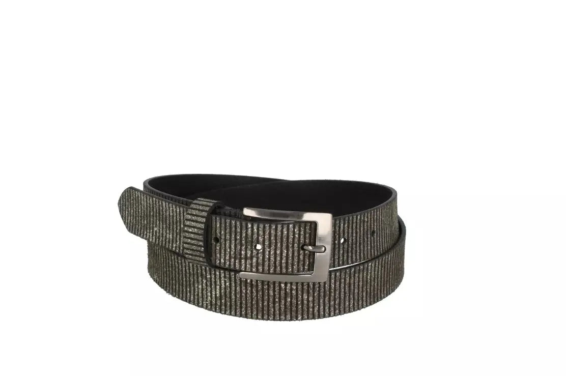 Ceinture femme cuir brillant laser titane métallisé Cintura M