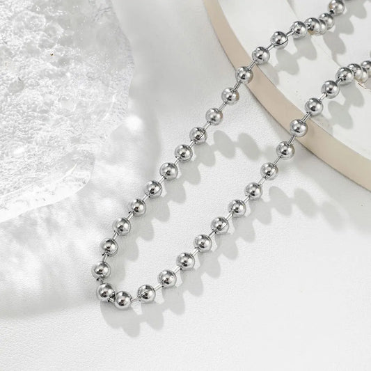 Collier Boules Rondes Argentées Eclat Paris