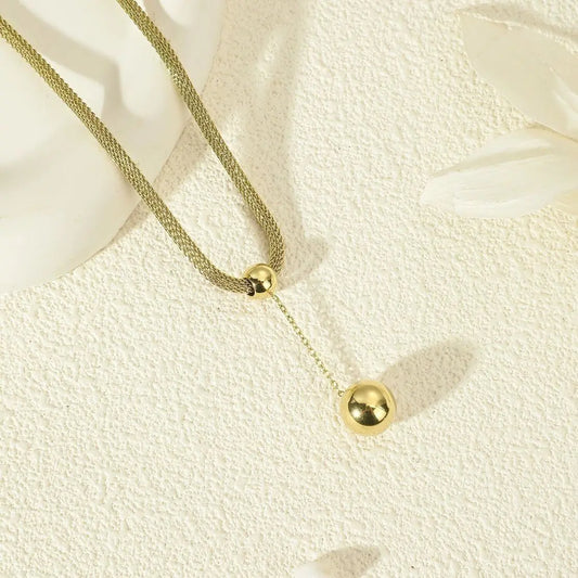 Collier Chaîne Dorée Double Boule Pendante en Y Eclat Paris