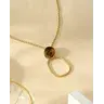 Collier Chaîne Ovale Acrylique Motif Animalier Léopard Avec Cercle Oval Doré Eclat Paris