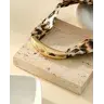 Collier Tissu Motif Animalier Léopard Avec Demi Cercle Doré Eclat Paris