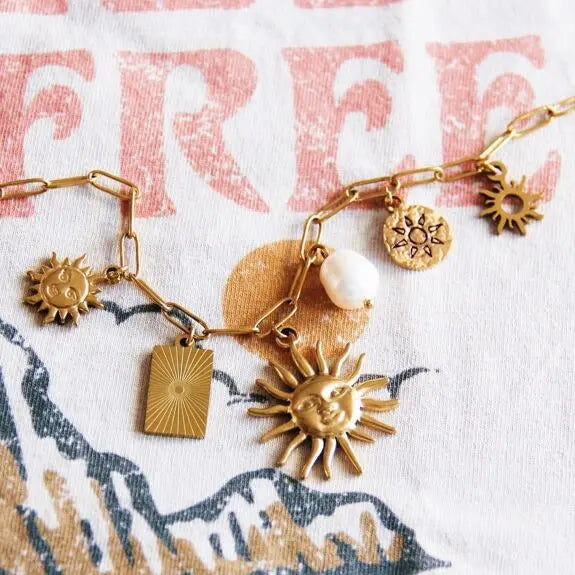 Collier à breloques « Sun Lover » - doré Bazou