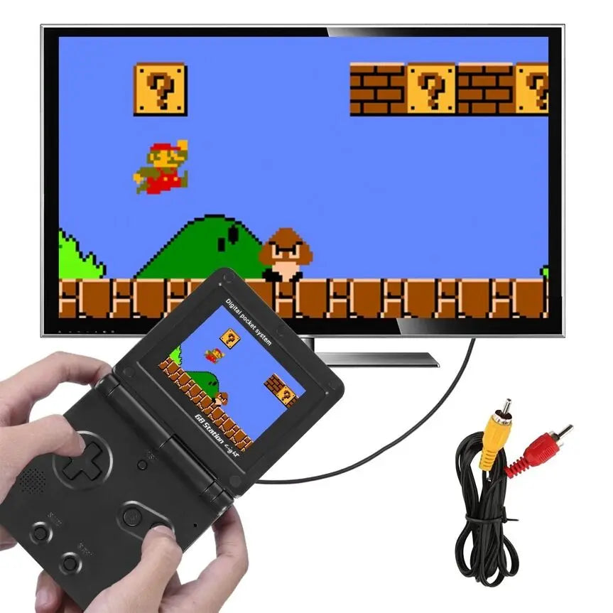 Console portable rétro avec 500 jeux 8 bits et écran pliable de 3 pouces. Connexion télé Dam Electronics