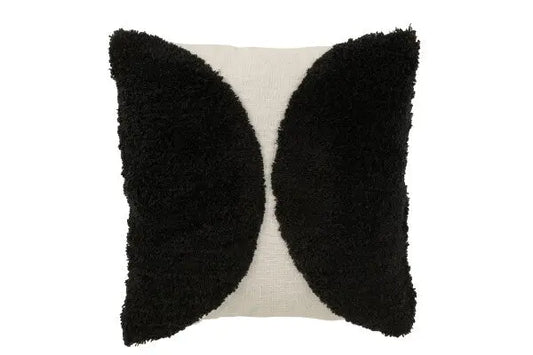 Coussin Demi-Cercle Coton Noir J-L