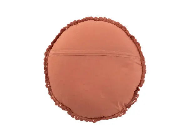 Coussin Rond Mia Dentelles Coton marron J-L