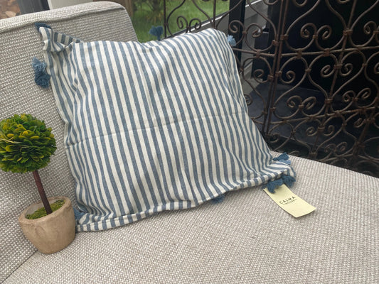 Coussin rayé bleu (housse) Calma house