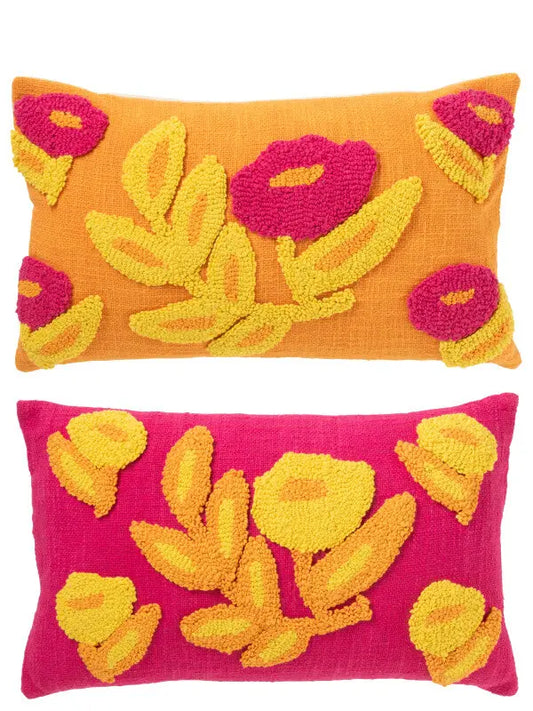 Coussin rectangulaire broderie fleurs J-L