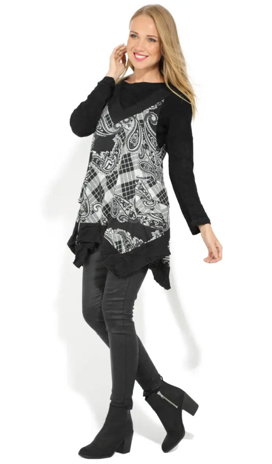 Ensemble top + sous pull bouclette Pomme Rouge