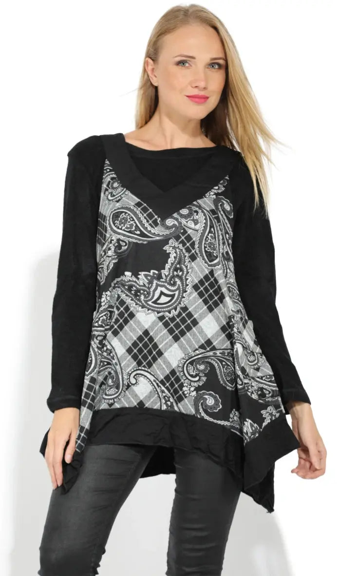 Ensemble top + sous pull bouclette Pomme Rouge