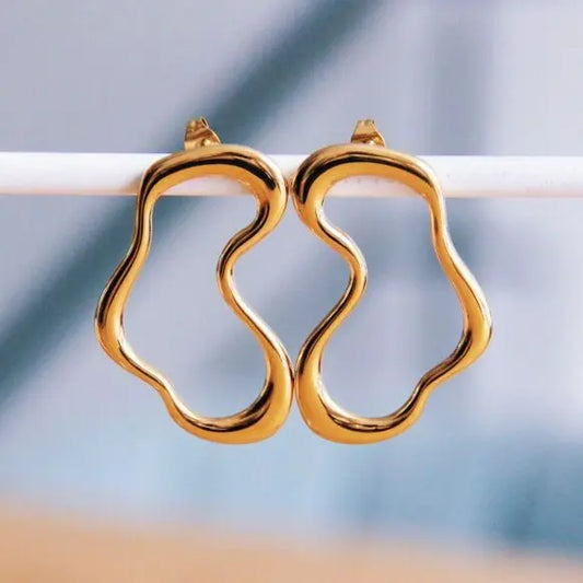 Goujon ouvert tendance -boucles d'oreilles - doré Bazou