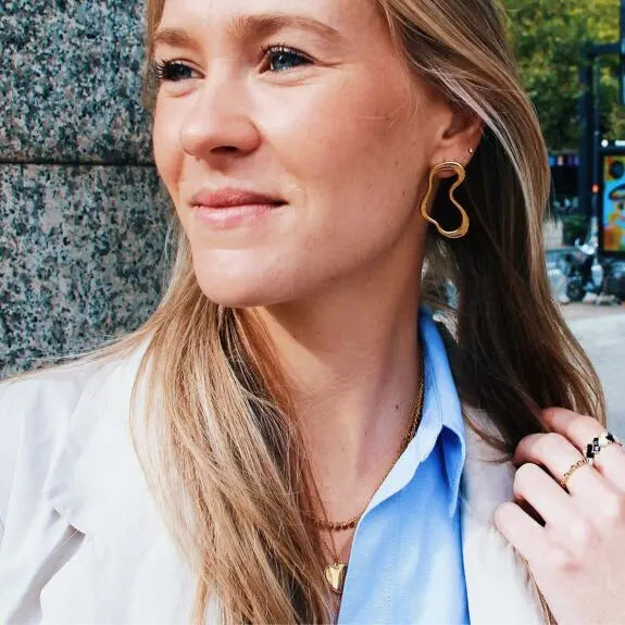 Goujon ouvert tendance -boucles d'oreilles - doré Bazou