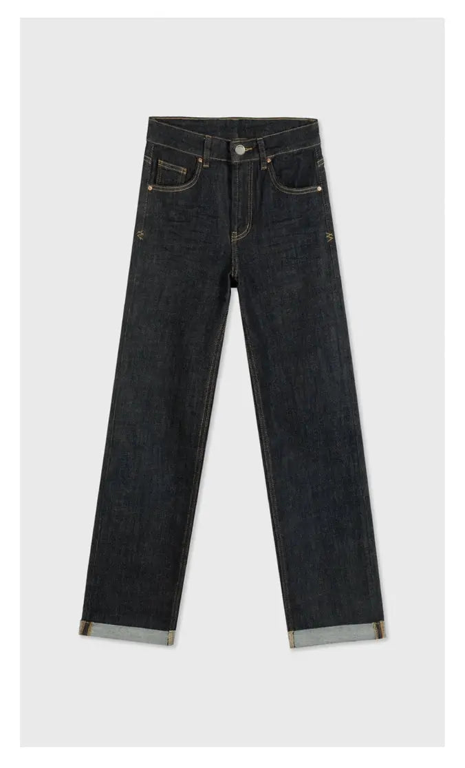 Jean Curve taille haute à coupe droite en noir D68