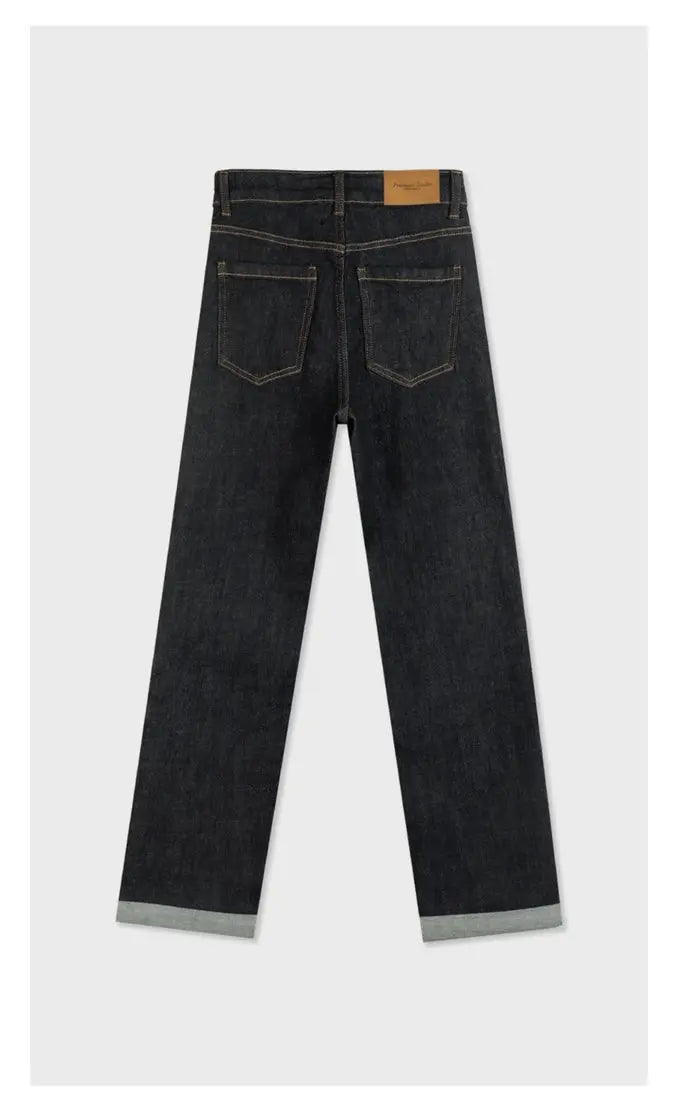 Jean Curve taille haute à coupe droite en noir D68