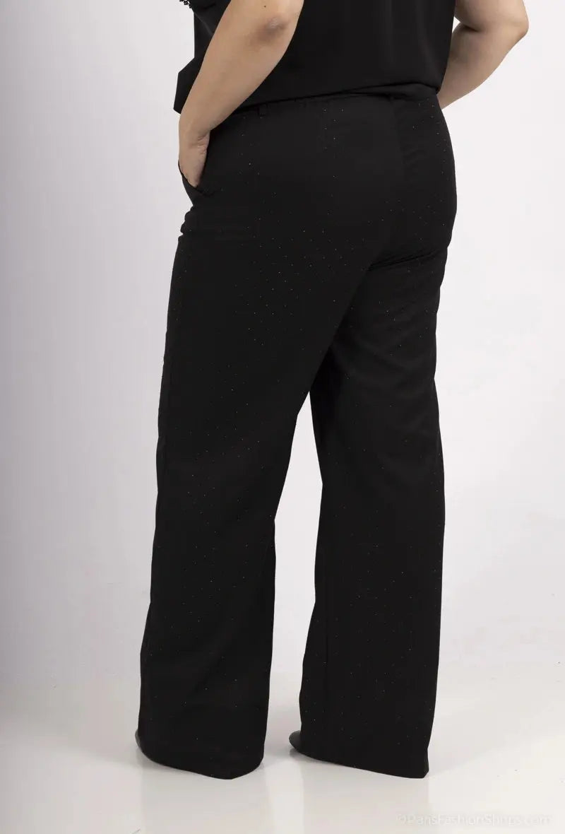 Pantalon à coupe large avec strass noir Amy&Clo