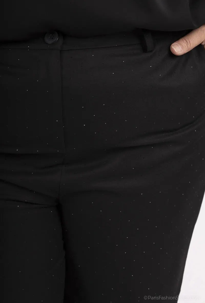 Pantalon à coupe large avec strass noir Amy&Clo