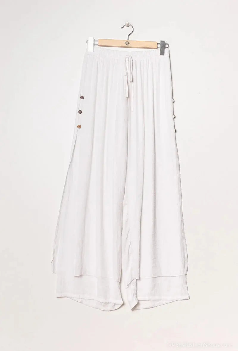 Pantalon large à fente blanc world fashion