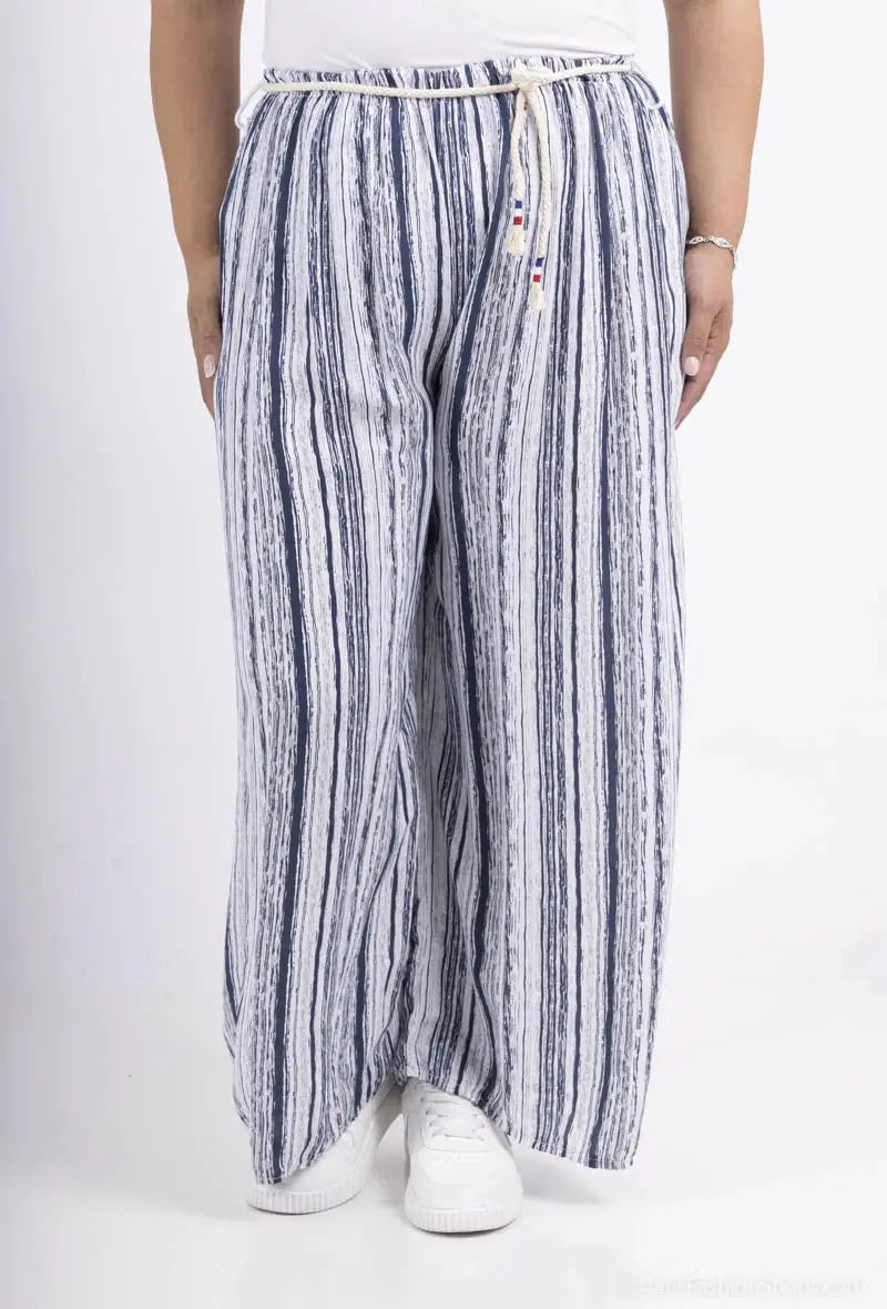Pantalon large imprimé rayures D&L CREATION