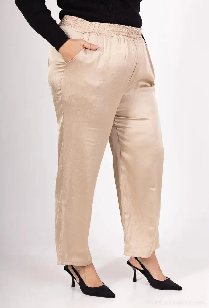 Pantalon unicolore à jambes larges en satine 2W Paris