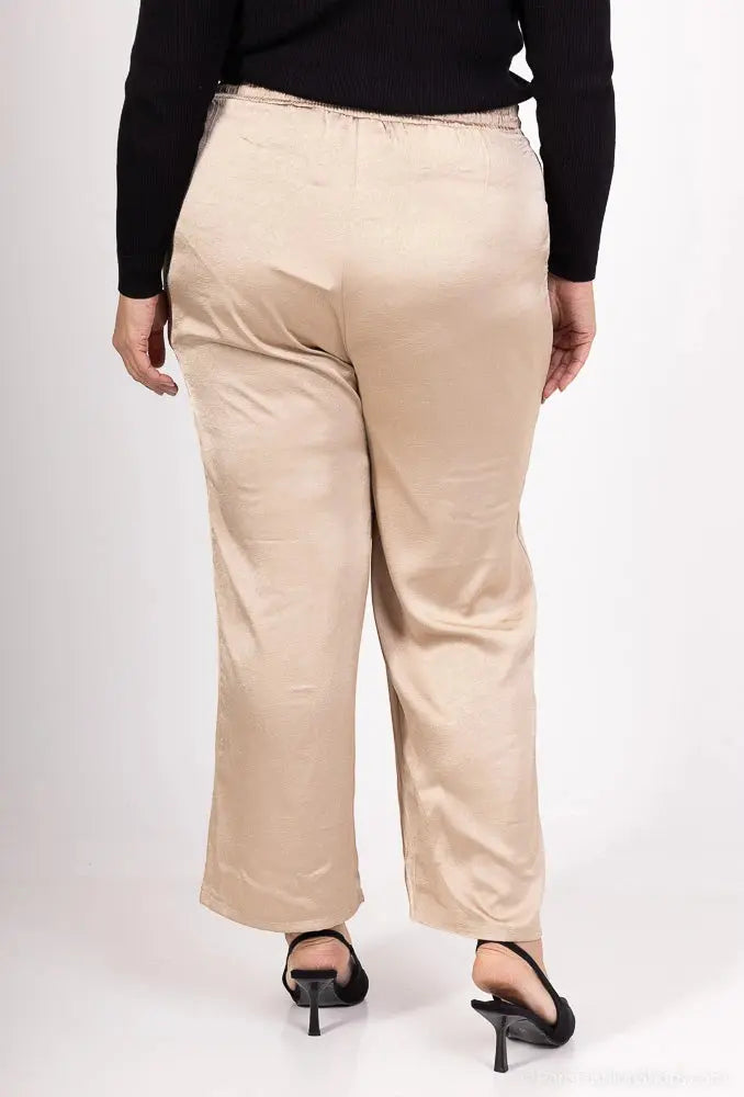 Pantalon unicolore à jambes larges en satine 2W Paris