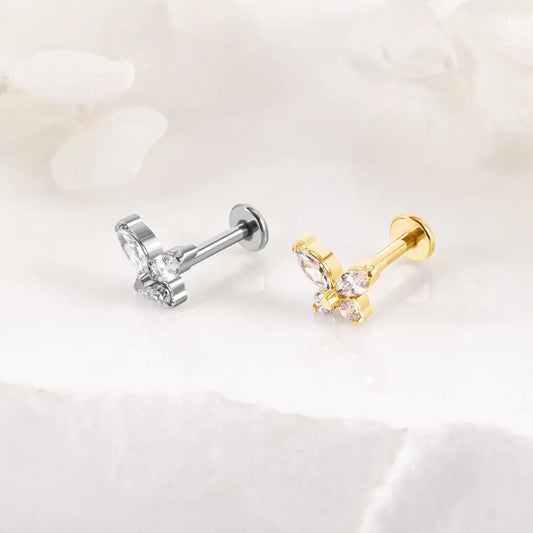 Piercing Doré Papillon Strass en Acier Inoxydable Eclat Paris