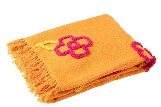 Plaid fleuri orange J-L