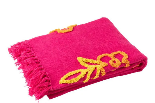 Plaid fleuri orange fuchsia J-L