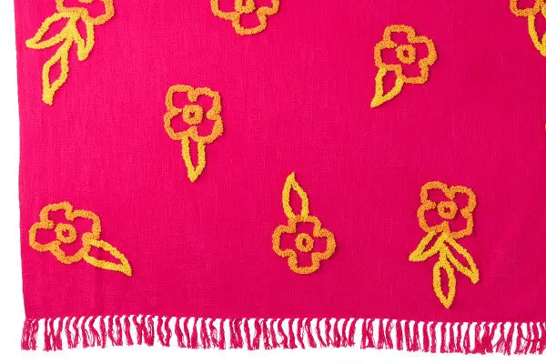 Plaid fleuri orange fuchsia J-L