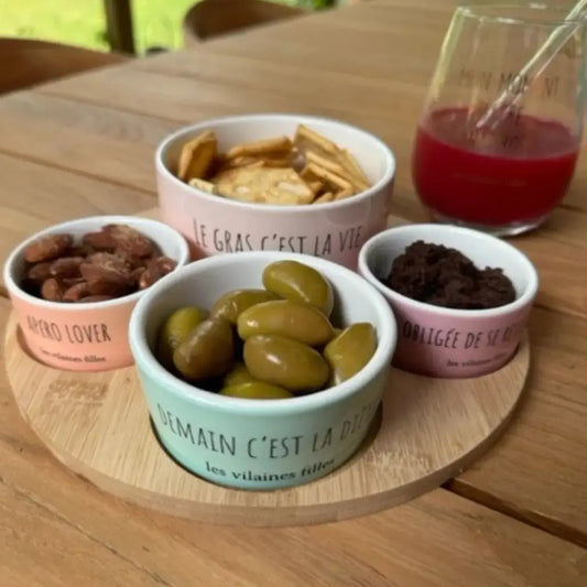 Plateau Apéro avec 4 coupelles Les Vilaines Filles