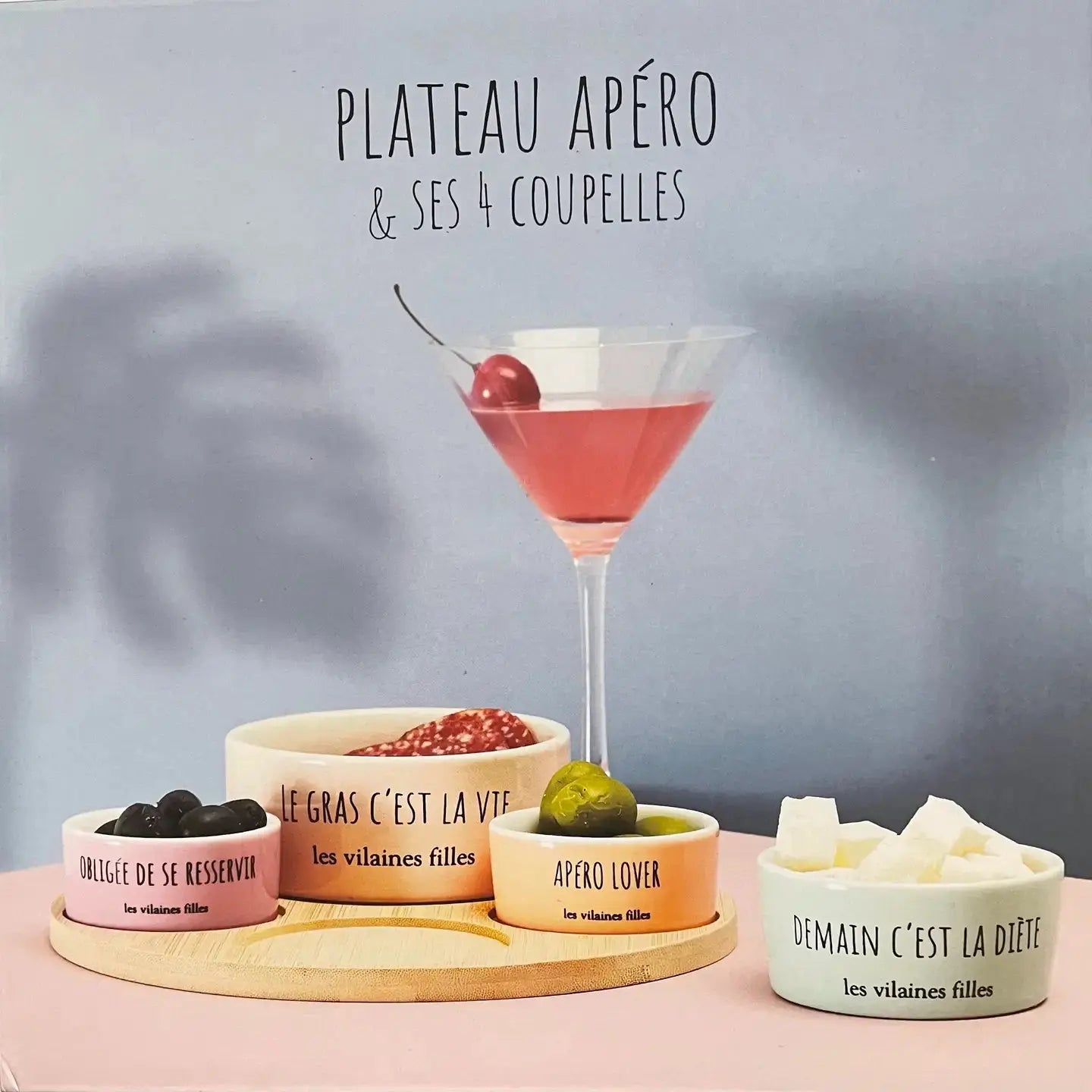 Plateau Apéro avec 4 coupelles Les Vilaines Filles