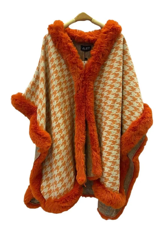 Poncho imprimé avec fourrure synthétique JULIET'S&CO