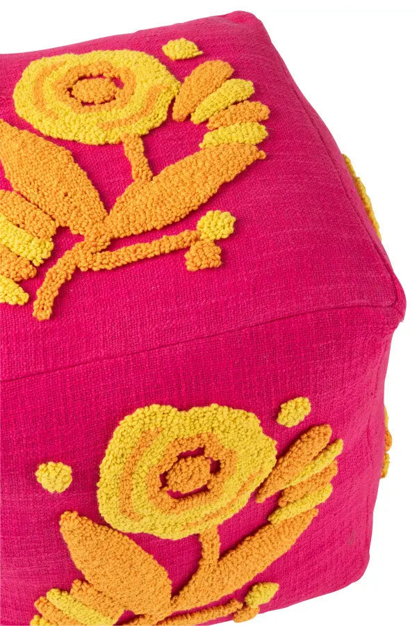 Pouf carré fuchsia J-L