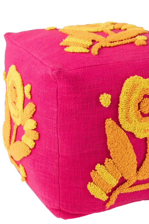 Pouf carré fuchsia J-L