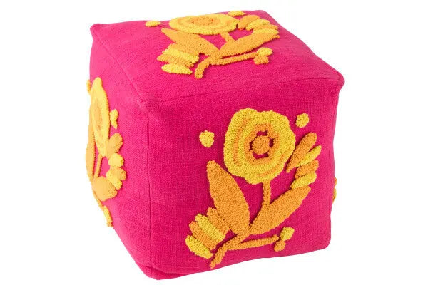 Pouf carré fuchsia J-L