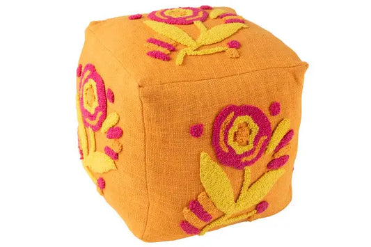 Pouf carré orange J-L